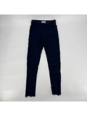 Free People Womens High-Waisted Dark Wash Skinny Jeans With Raw Hem - Size 26